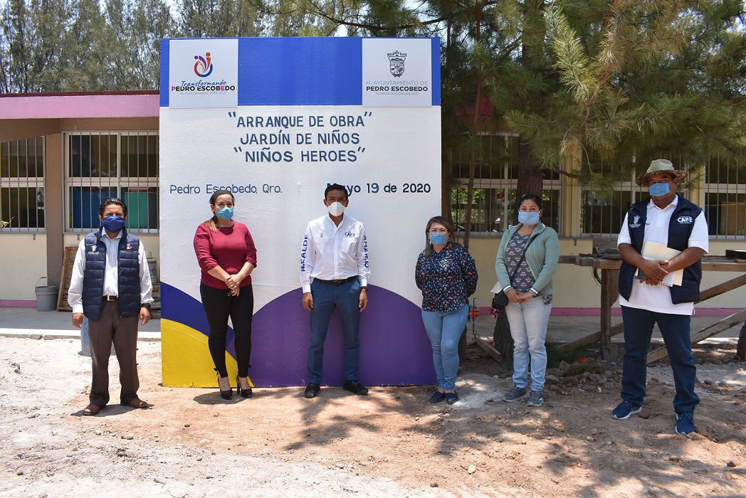 Amarildo Bárcenas encabeza arranque de obra en preescolar "Niños Héroes" en Pedro Escobedo-