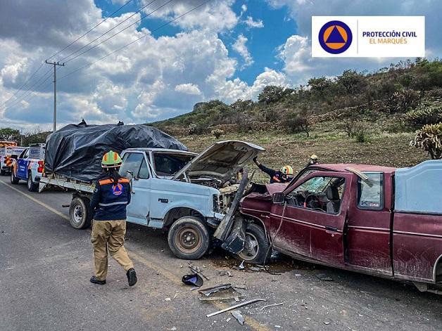 Choque frontal deja dos lesionados de gravedad en El Marqués.