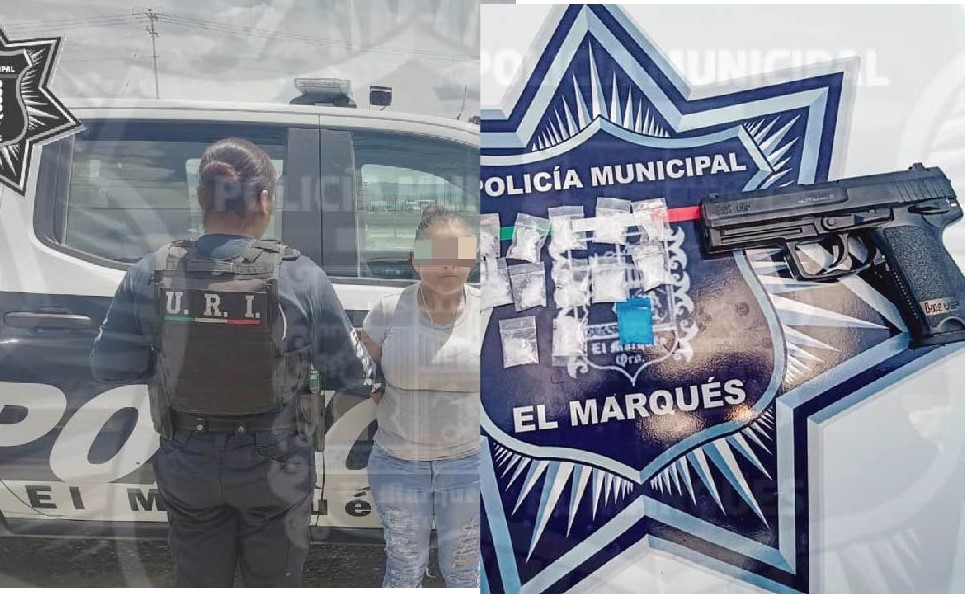 Detienen en El Marqués a mujer con presunta droga y una pistola réplica.