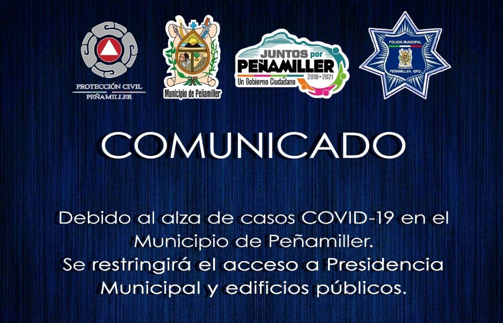 Aumentan casos de COVI-19 en Peñamiller, restringen acceso a oficinas públicas