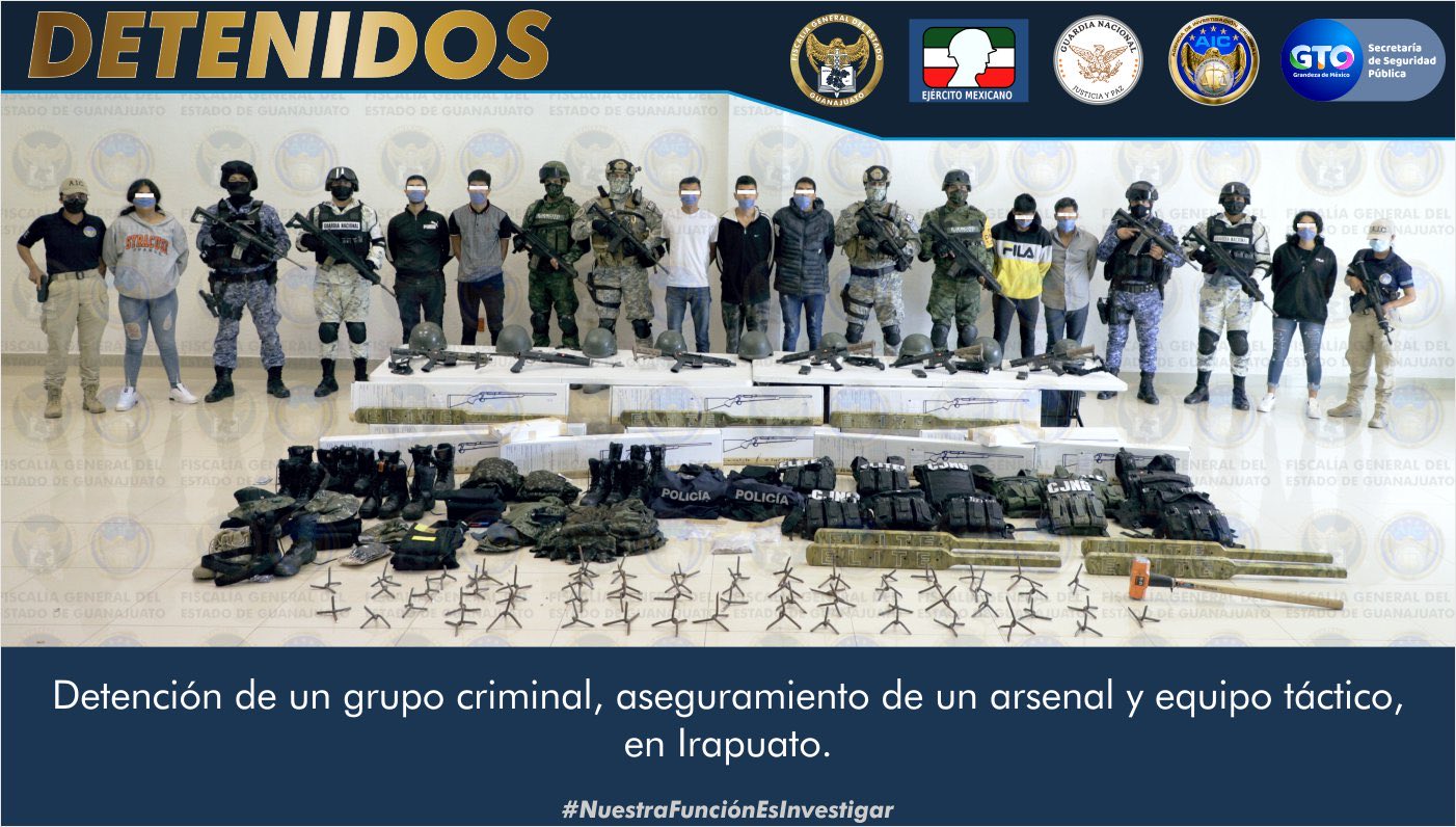 Cae célula criminal con arsenal que operaba en Irapuato