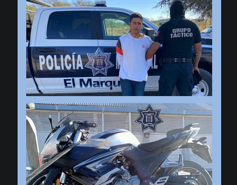 Arrestado por circular en moto con reporte de robo en El Marqués