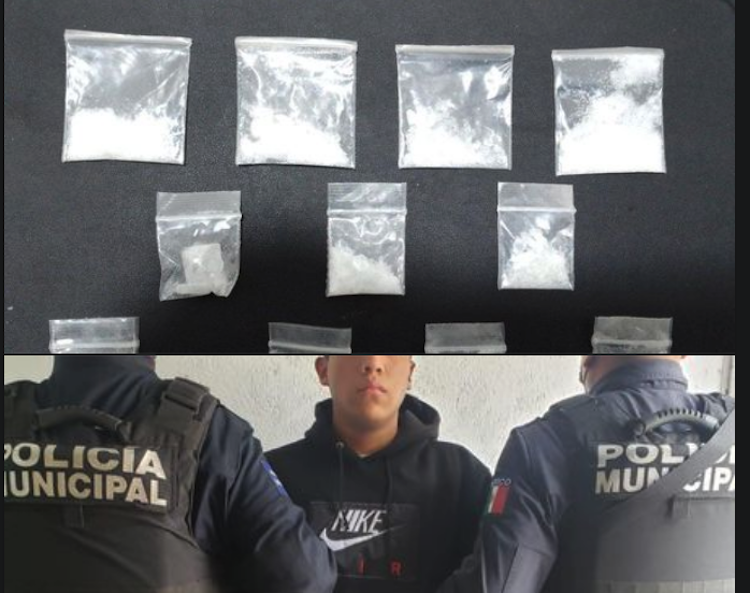 Aseguran policías de Pedro Escobedo a sujeto con 11 envoltorios con droga.