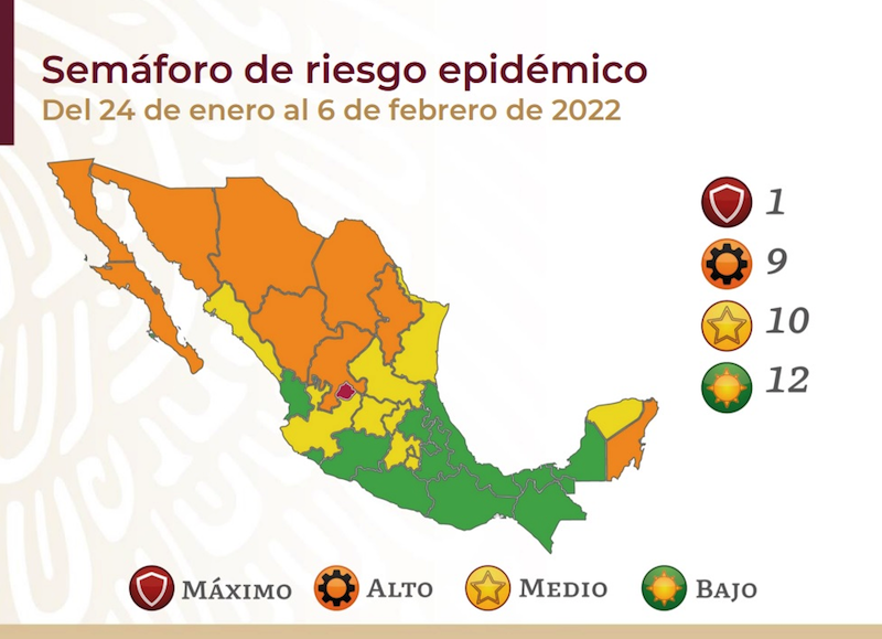 Querétaro regresa a semáforo amarillo en mapa epidemiológico federal de COVID-19