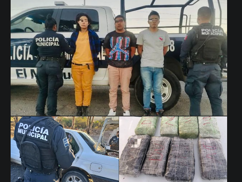 Detenidos por policías de El Marqués con 8 kg de presunta droga en Tierra Blanca.