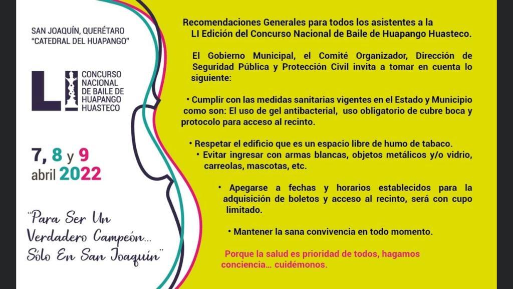 San Joaquín emite recomendaciones por Concurso Nacional de Huapango 2022.