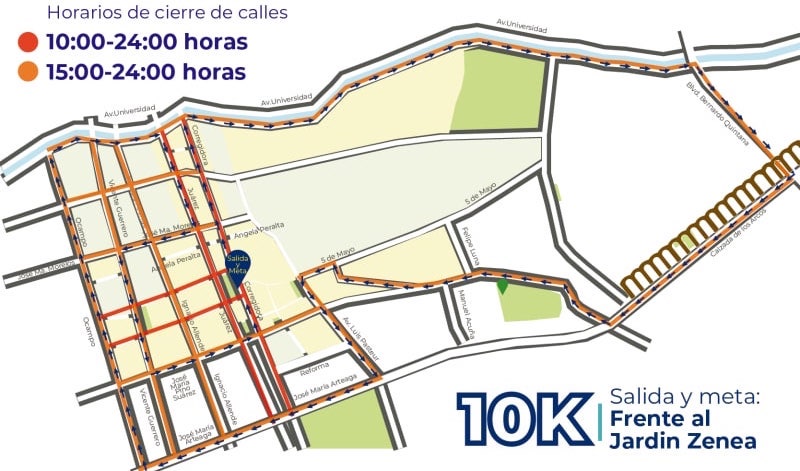 Cierres viales carrera nocturna 2022 .