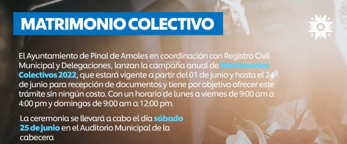 Pinal de Amoles arranca campaña de matrimonios colectivos 2022.