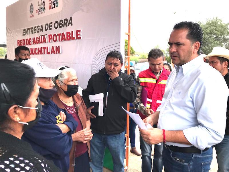 Manuel Montes entrega rehabilitación de red de agua potable en Ajuchitlán-