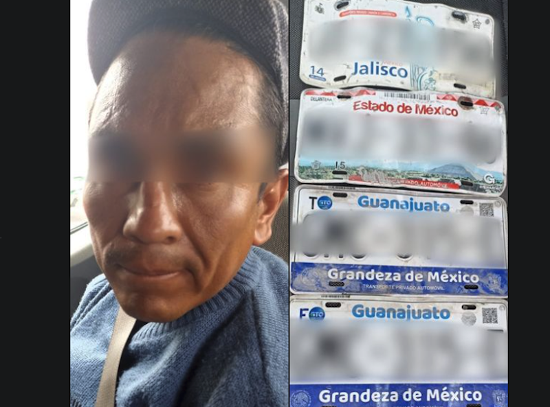 Policías de Querétaro detienen a sujeto con 4 placas de circulación robadas