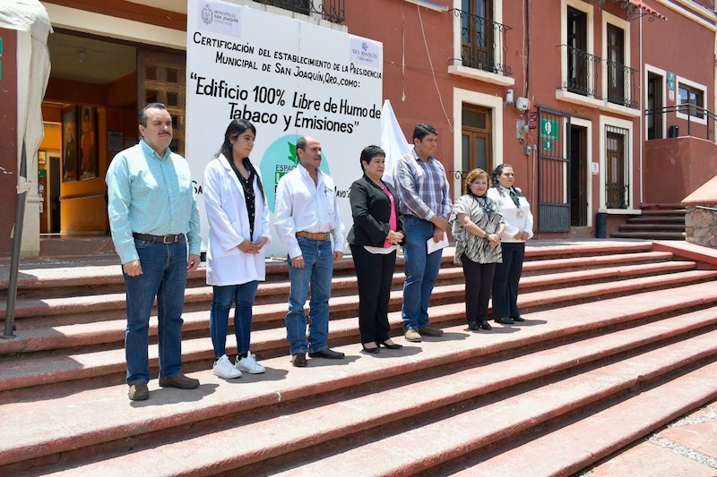 Certifican a la Presidencia Municipal de San Joaquín, como edificio libre de humo de tabaco.