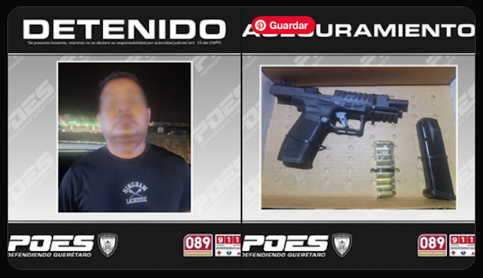 Detienen a hombre armado en Operativo Alcoholímetro en Querétaro.