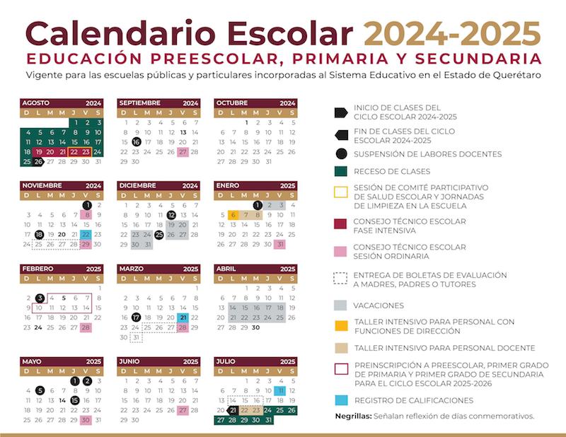 Estos son los ajustes del calendario Escolar 2024-2025 en Querétaro.